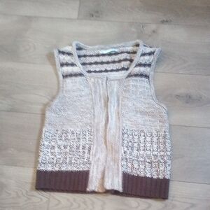 Striped Knit Vest in Brown and Cream